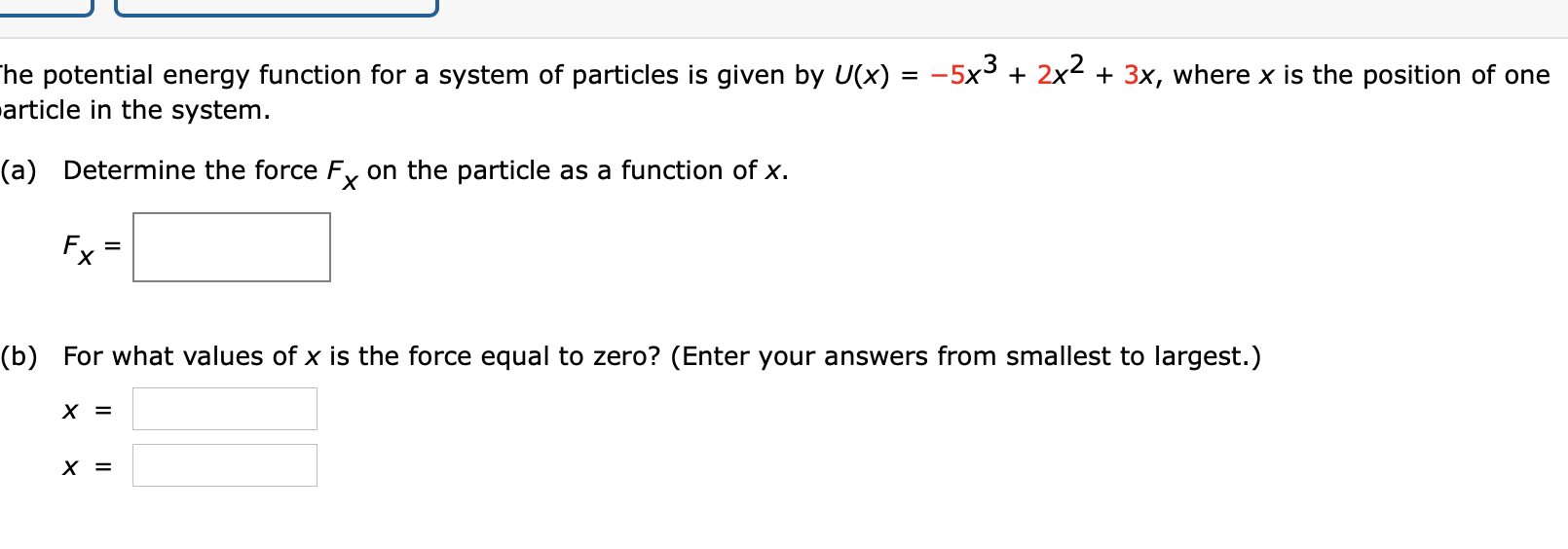 Solved the potential energy function for a system of | Chegg.com