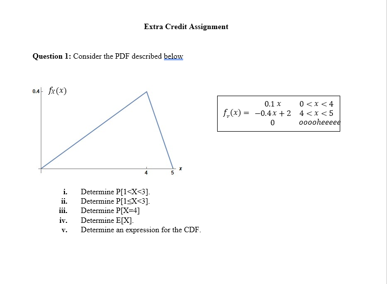 Solved Extra Credit Assignment Question 1: Consider the PDF | Chegg.com