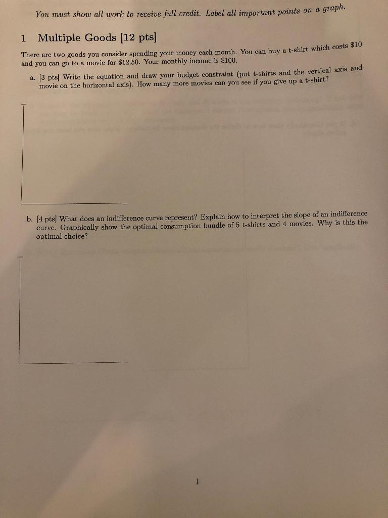 Solved You must show all work to receive full credit. Label | Chegg.com