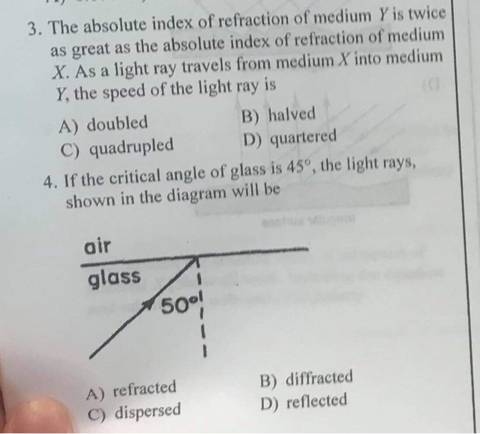 the absolute index of refraction of medium y is twice as great