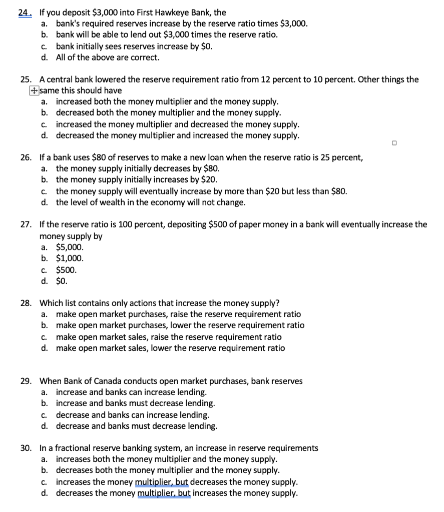 Solved 24. If you deposit 3,000 into First Hawkeye Bank,