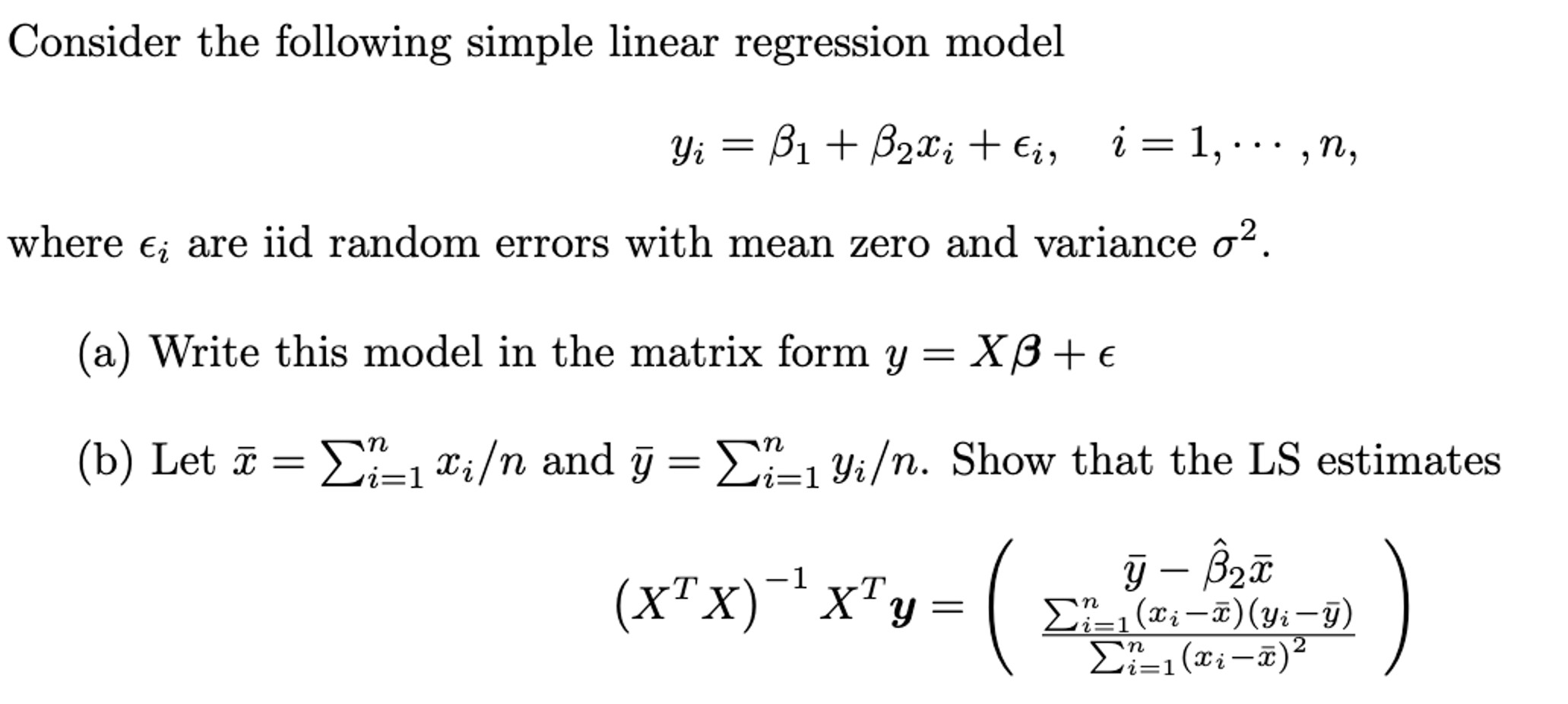 Consider The Following Simple Linear Regression | Chegg.com