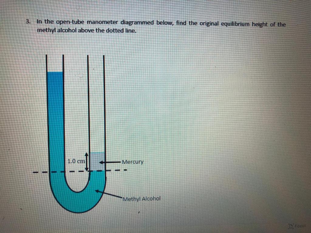 Solved 3. In the open-tube manometer diagrammed below, find | Chegg.com