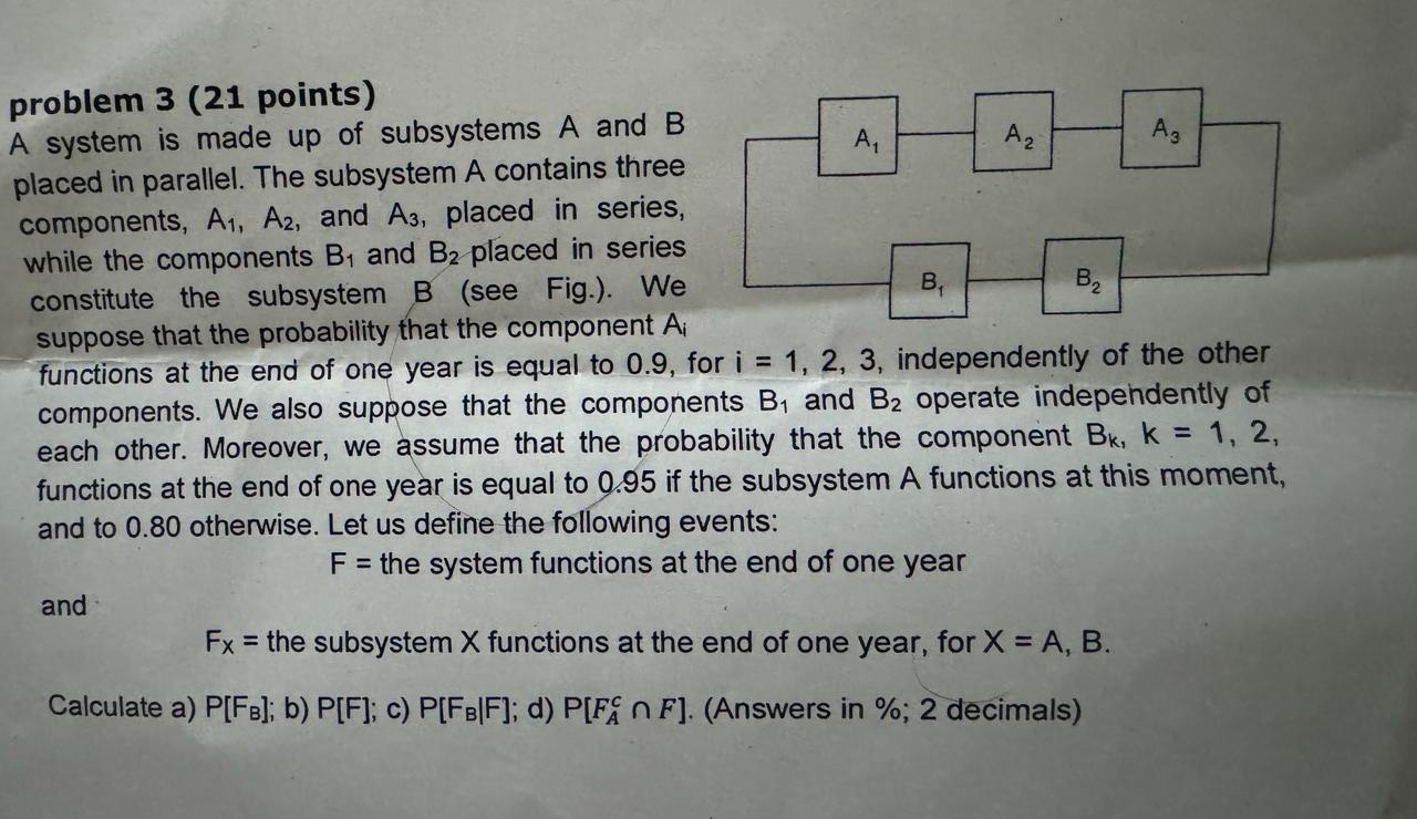 Solved A System Is Made Up Of Subsystems Aand B Problem | Chegg.com