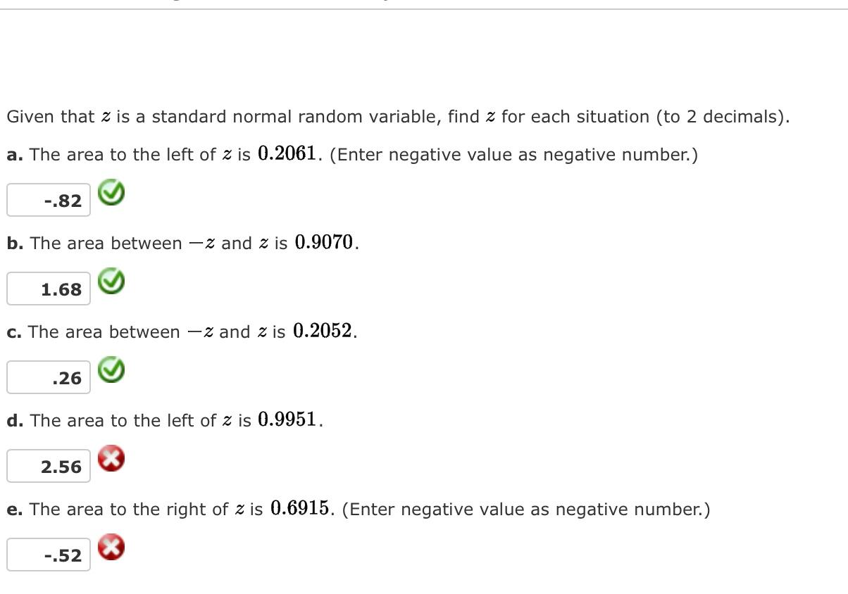 Solved Given that z is a standard normal random variable, | Chegg.com