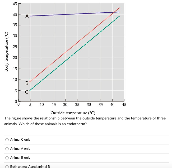 Solved 45 1 40 A 35 30 25 Body Temperature (°C) 20 15 10 B 5 | Chegg.com