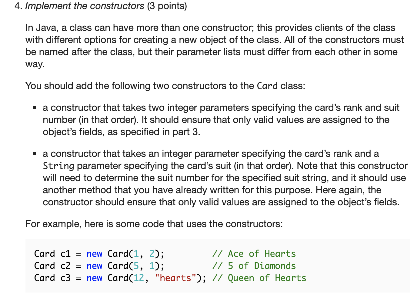 Solved /* * Card.java * * A blueprint class to represent an | Chegg.com