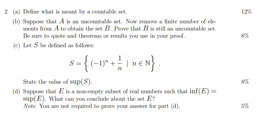 Solved (a) Define What Is Meant By A Countable Set. (b) | Chegg.com