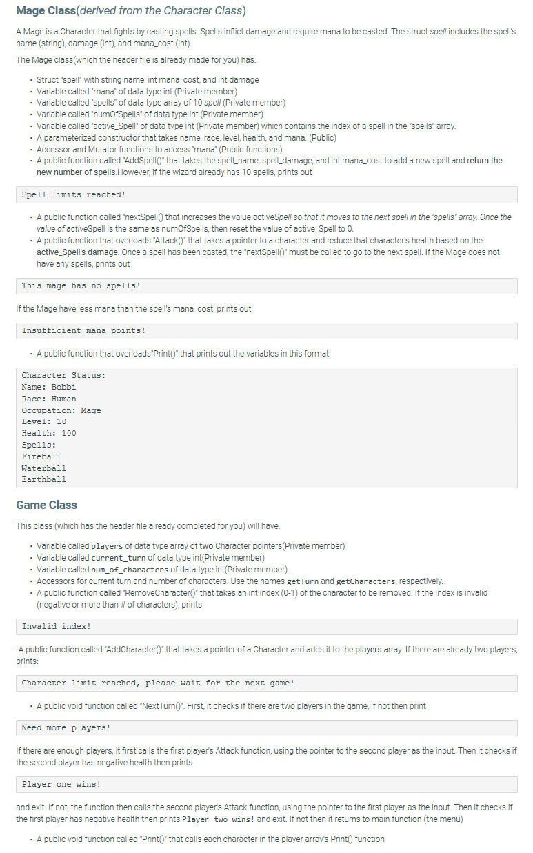 In this exercise, you will implement a basic RPG game | Chegg.com