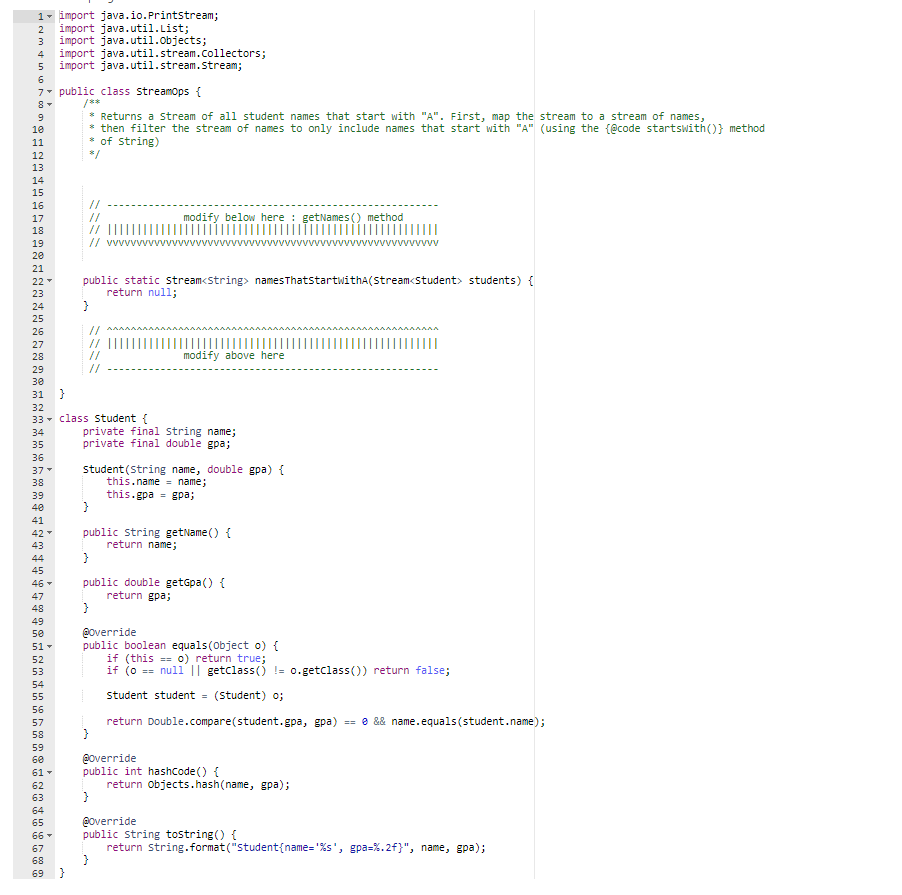 Solved var stream = Stream.of( new Student("Tom", 3.0), new | Chegg.com