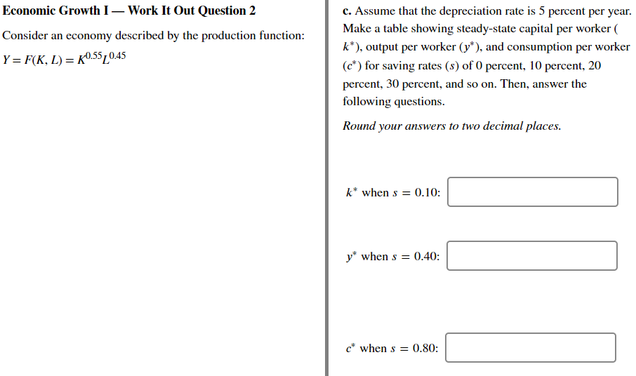 Solved Economic Growth I – Work It Out Question 2 Consider | Chegg.com