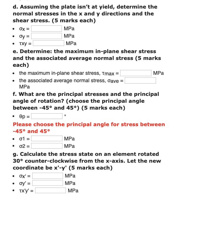 Solved A plate is in a state of "plane stress" and the | Chegg.com