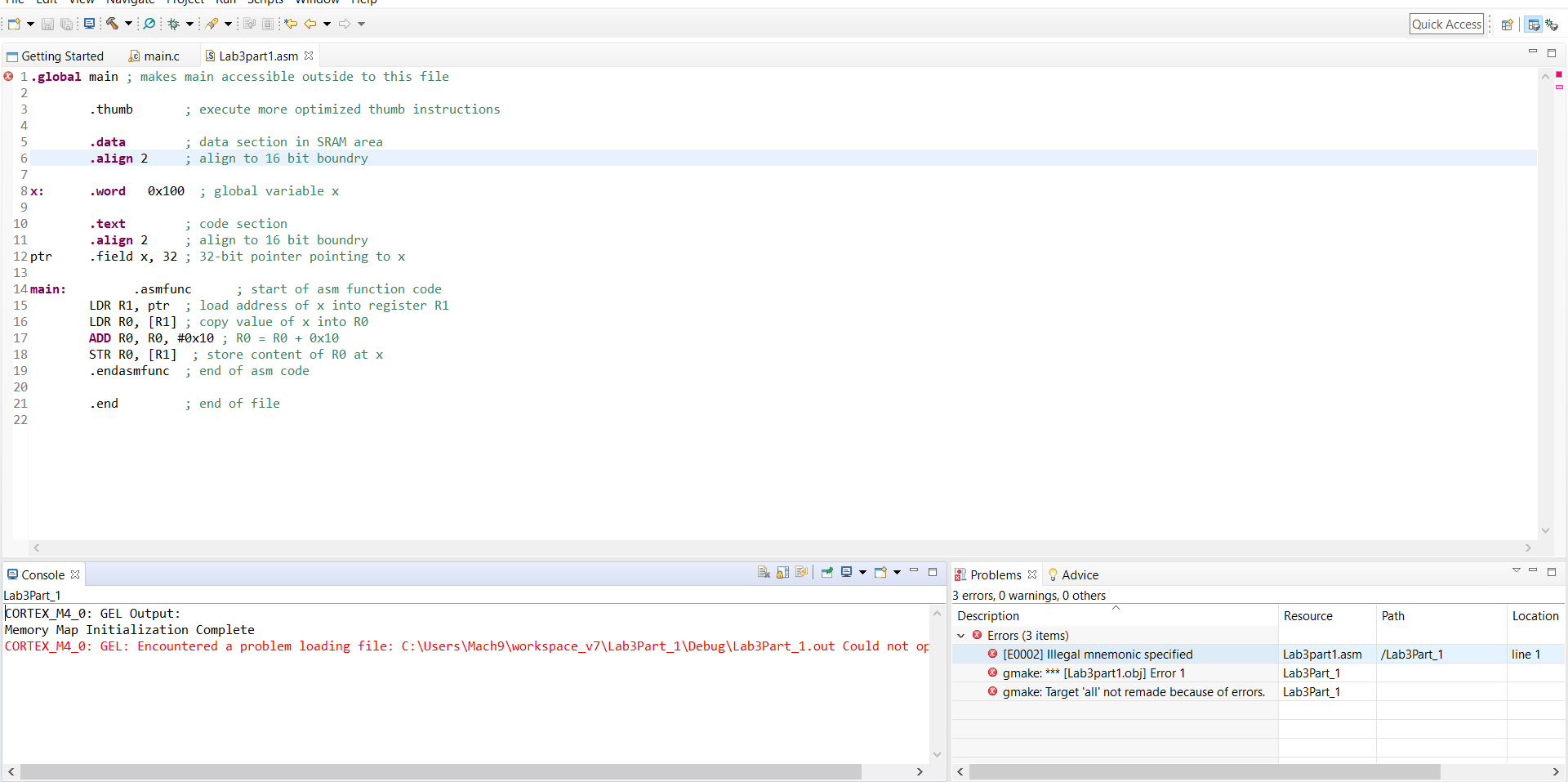 In code Composer Studio, I am having some issues | Chegg.com