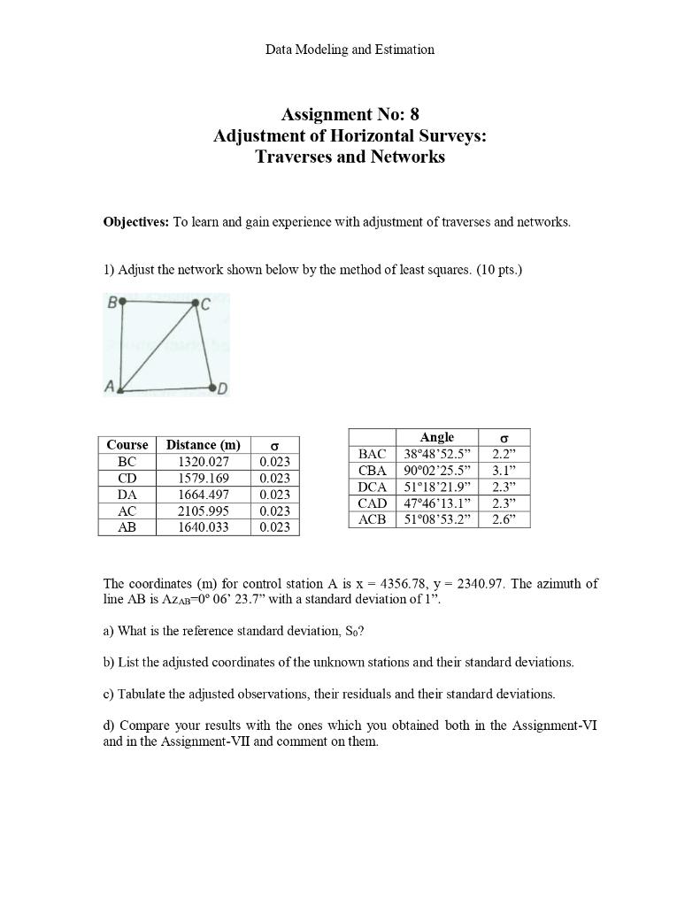 Solved Data Modeling and Estimation Assignment No: 8 | Chegg.com