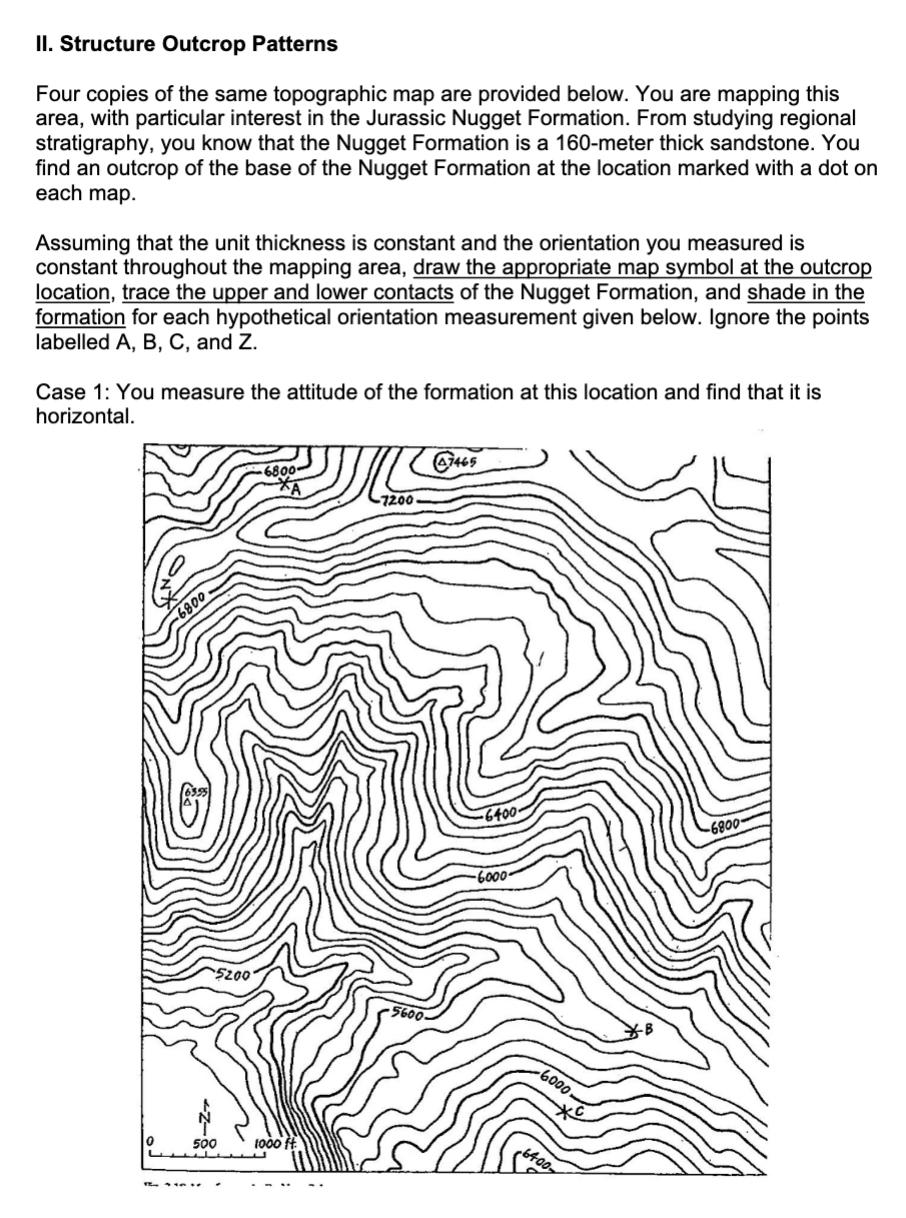 Solved II. Structure Outcrop Patterns Four copies of the | Chegg.com