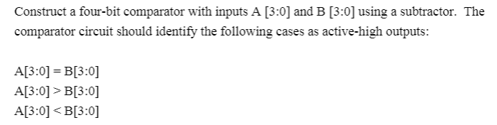 Solved Construct A Four-bit Comparator With Inputs A [3:0) | Chegg.com