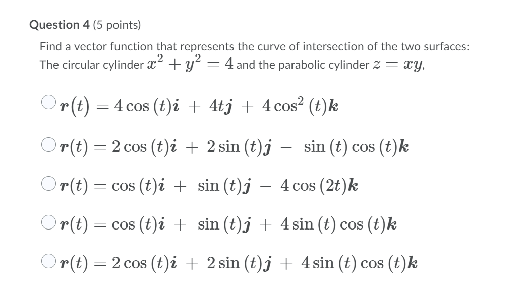 Solved Question 4 (5 points) Find a vector function that | Chegg.com