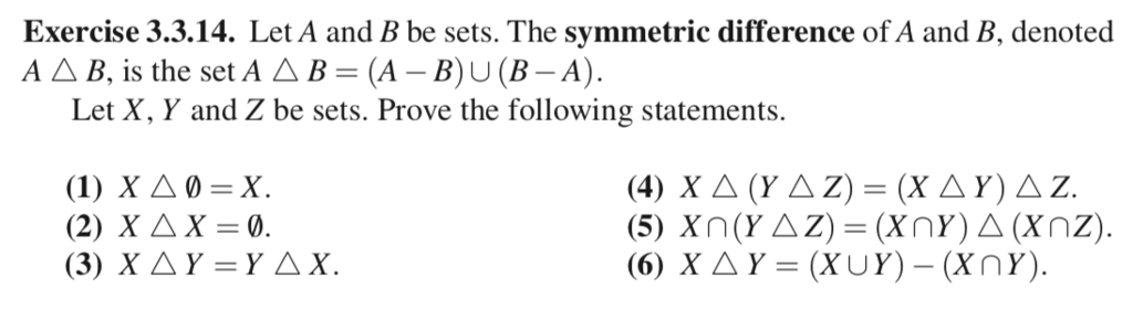 Solved Exercise 3.3.14. Let A And B Be Sets. The Symmetric | Chegg.com