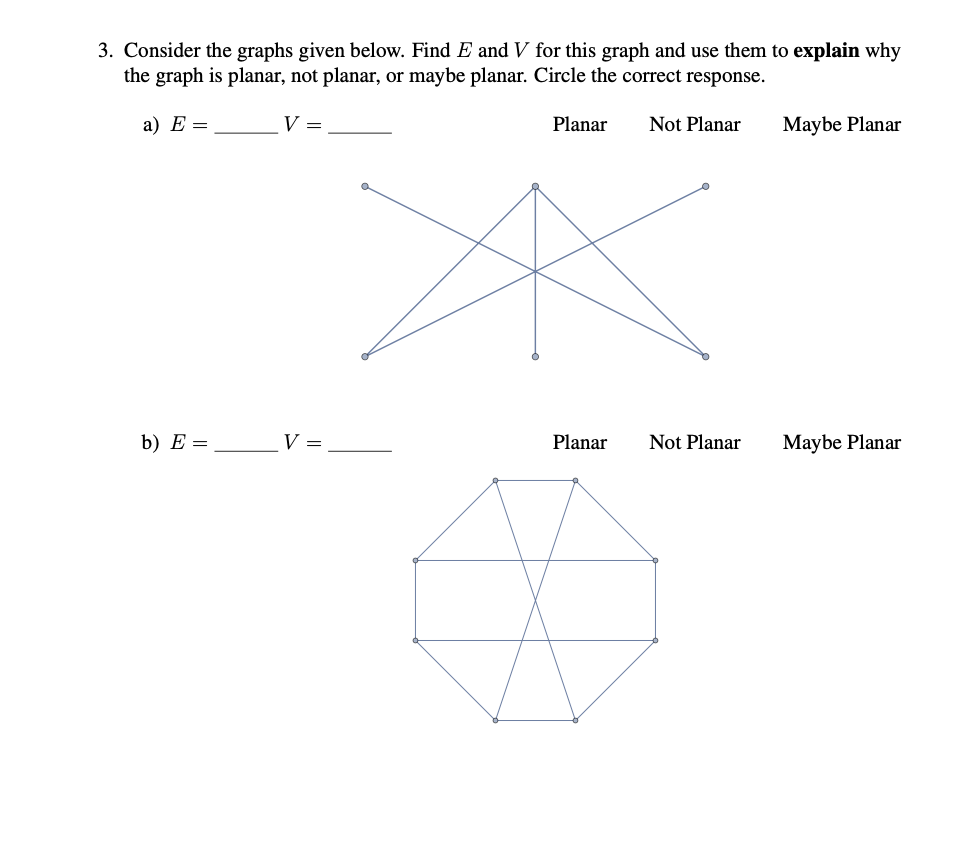 Solved 3. Consider the graphs given below. Find E and V for | Chegg.com