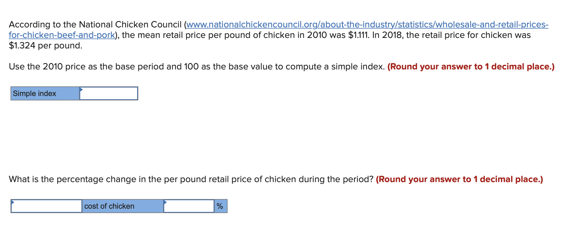 Solved According to the National Chicken Council