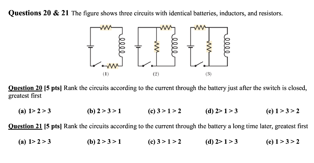 Solved Questions 20&21 The Figure Shows Three Circuits With | Chegg.com