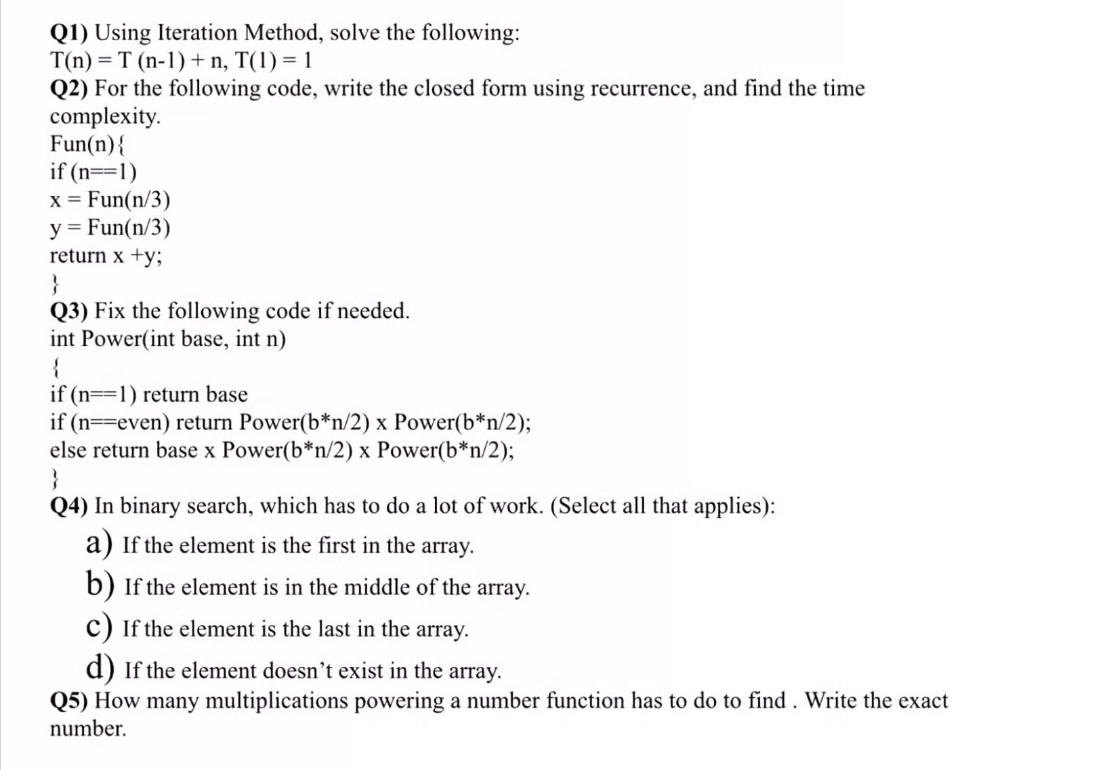Solved Q1) ﻿Using Iteration Method, solve the | Chegg.com