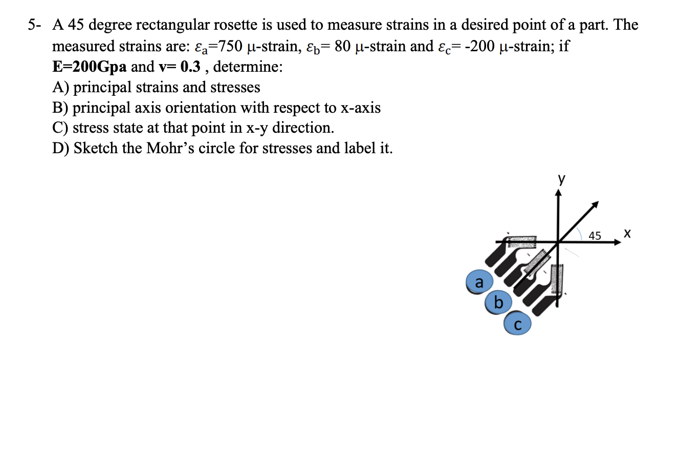 Solved a 5- A 45 degree rectangular rosette is used to | Chegg.com