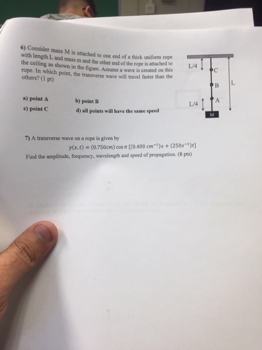 Solved Consider mass M is attached to one end of a thick | Chegg.com