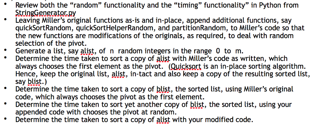 Modify the PYTHON code so that the pivot is always | Chegg.com