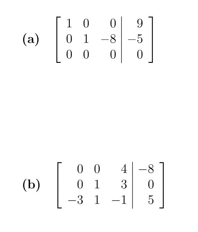 Solved (18 points) For each augmented matrix, state the | Chegg.com
