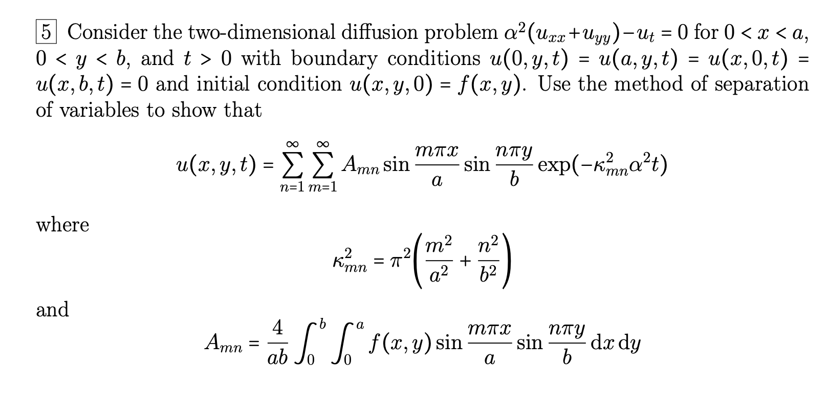 Solved 5 Consider the two-dimensional diffusion problem | Chegg.com