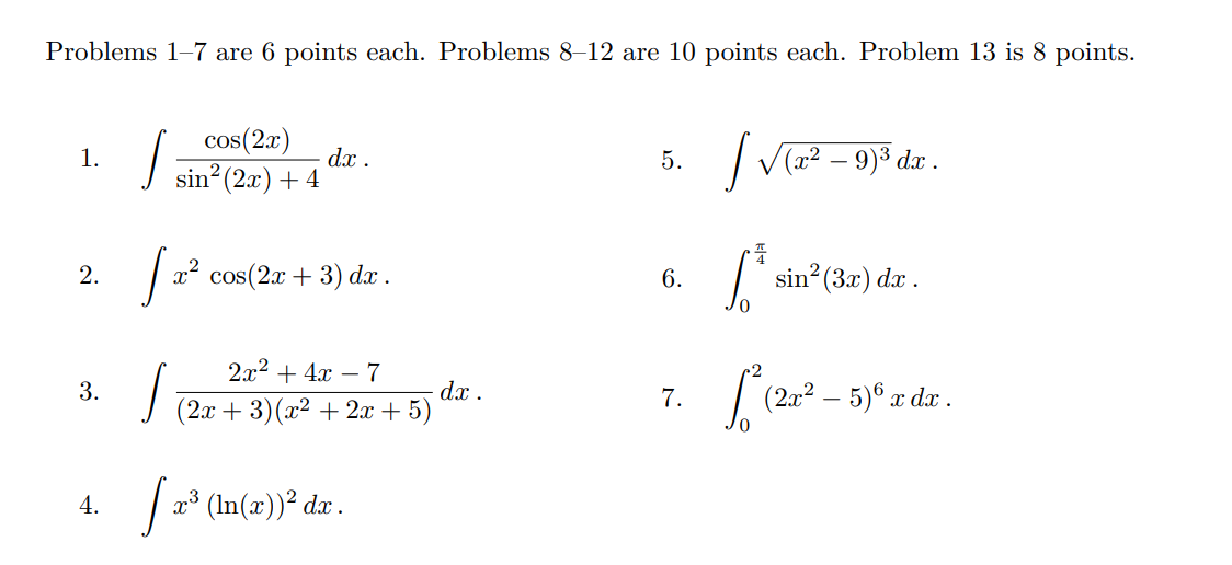 Solved 1 Cos 2x Sin2 2x 4 Dx 2 X 2 Cos 2x 3 Chegg Com