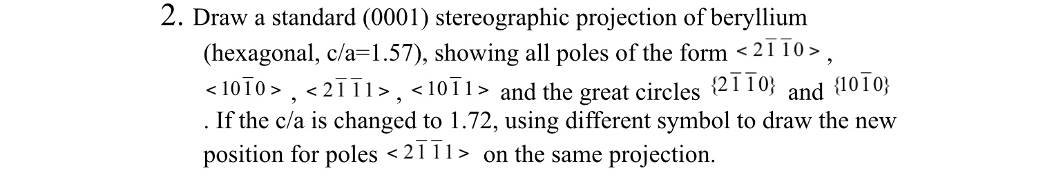 Solved 2. Draw a standard (0001) stereographic projection of | Chegg.com