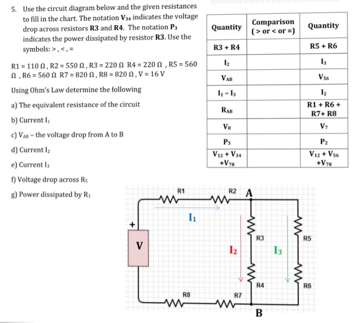 Solved Use the circuit diagram below and the given | Chegg.com