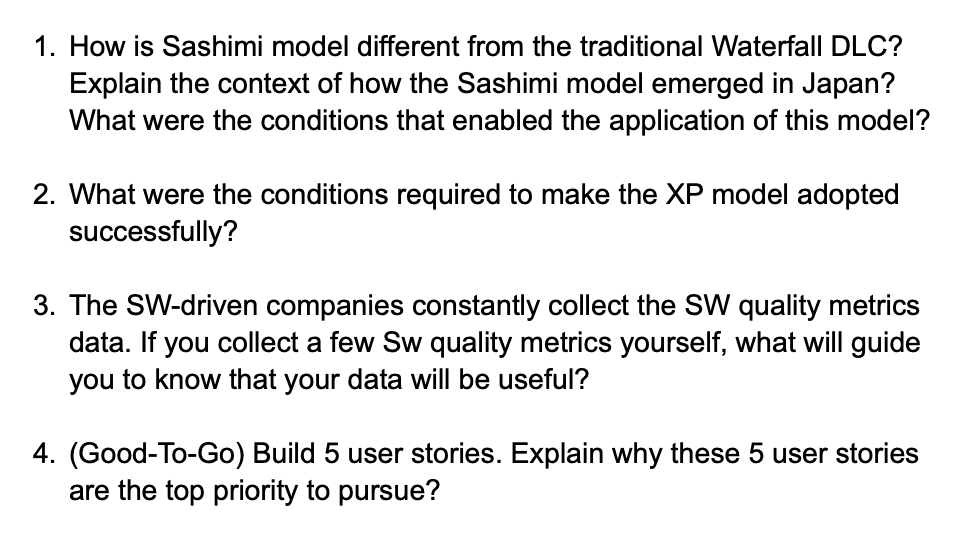 Solved 1. How is Sashimi model different from the | Chegg.com