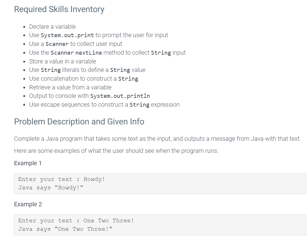 Solved Required Skills Inventory Declare a variable • Use | Chegg.com