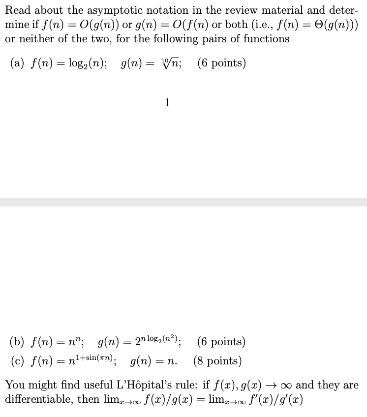 Read About The Asymptotic Notation In The Review Chegg Com
