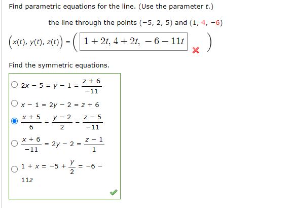 Solved Find Parametric Equations For The Line Use The