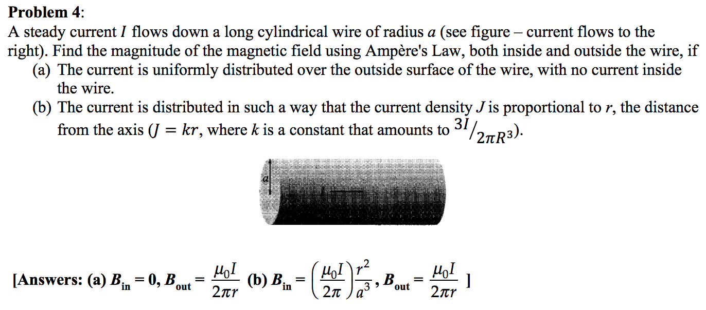 solved-problem-4-a-steady-current-i-flows-down-a-long-chegg