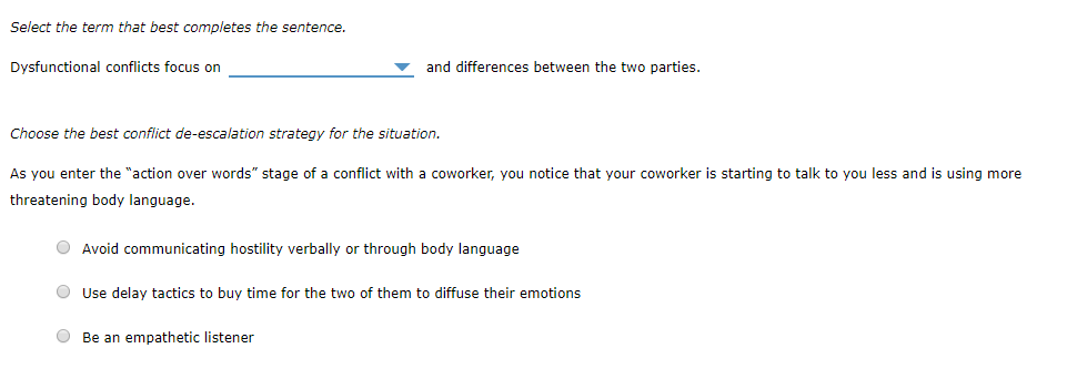 Solved Select Term Best Completes Sentence Dysfunctional