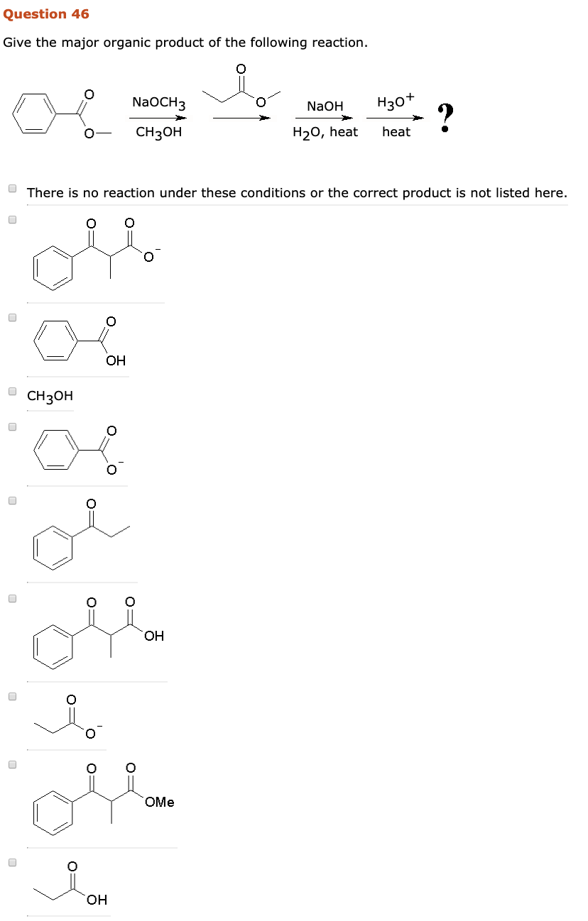 Solved Question 41 Give the major organic product of the | Chegg.com