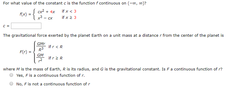 Solved For what value of the constant c is the function f | Chegg.com
