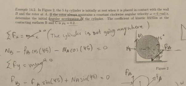 Solved Erample 14.2. In Figure 2, the 5 kg cylinder is | Chegg.com