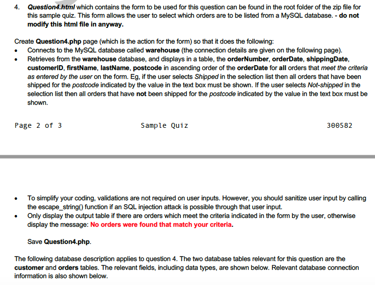 Solved 4. Question4.html which contains the form to be used | Chegg.com