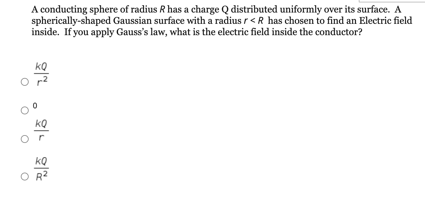 Solved A Conducting Sphere Of Radius R Has A Charge Q | Chegg.com