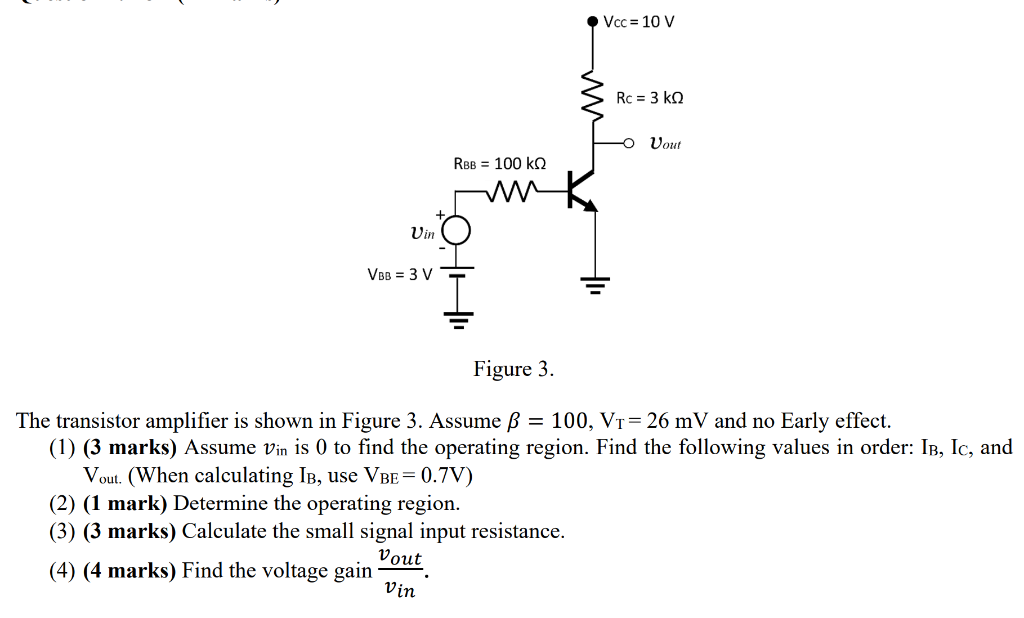 Solved Figure 3. The transistor amplifier is shown in Figure | Chegg.com