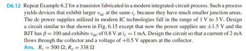 Solved D6.12 Repeat Example 6.2 for a transistor fabricated | Chegg.com