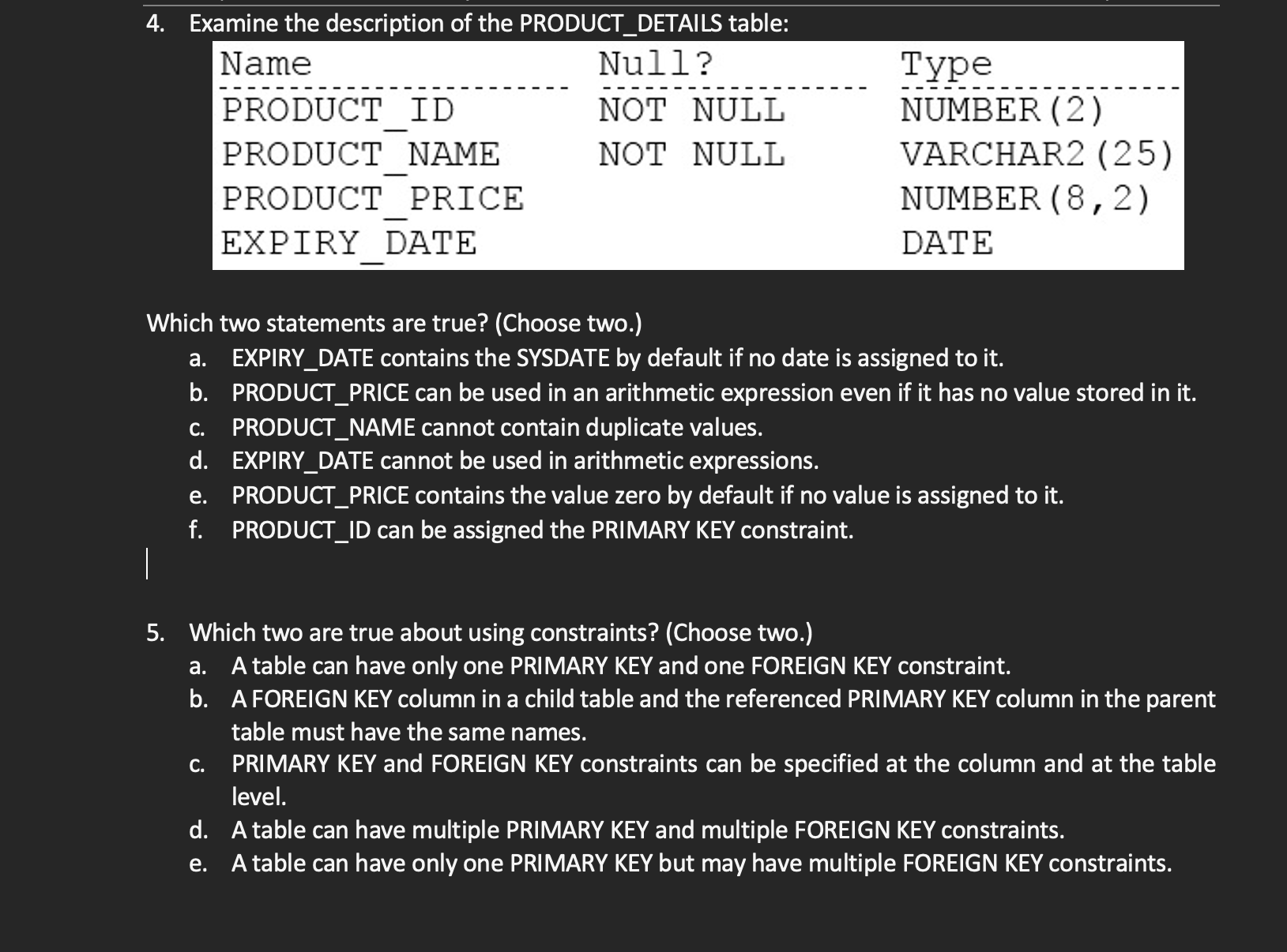 Solved 1 examine these sql statements which execute chegg