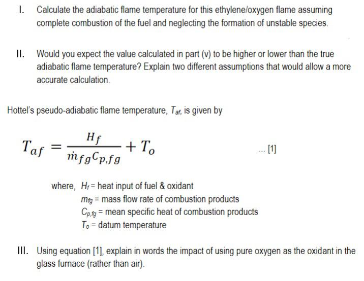 Solved A glass melting furnace is burning ethylene C2H4 in