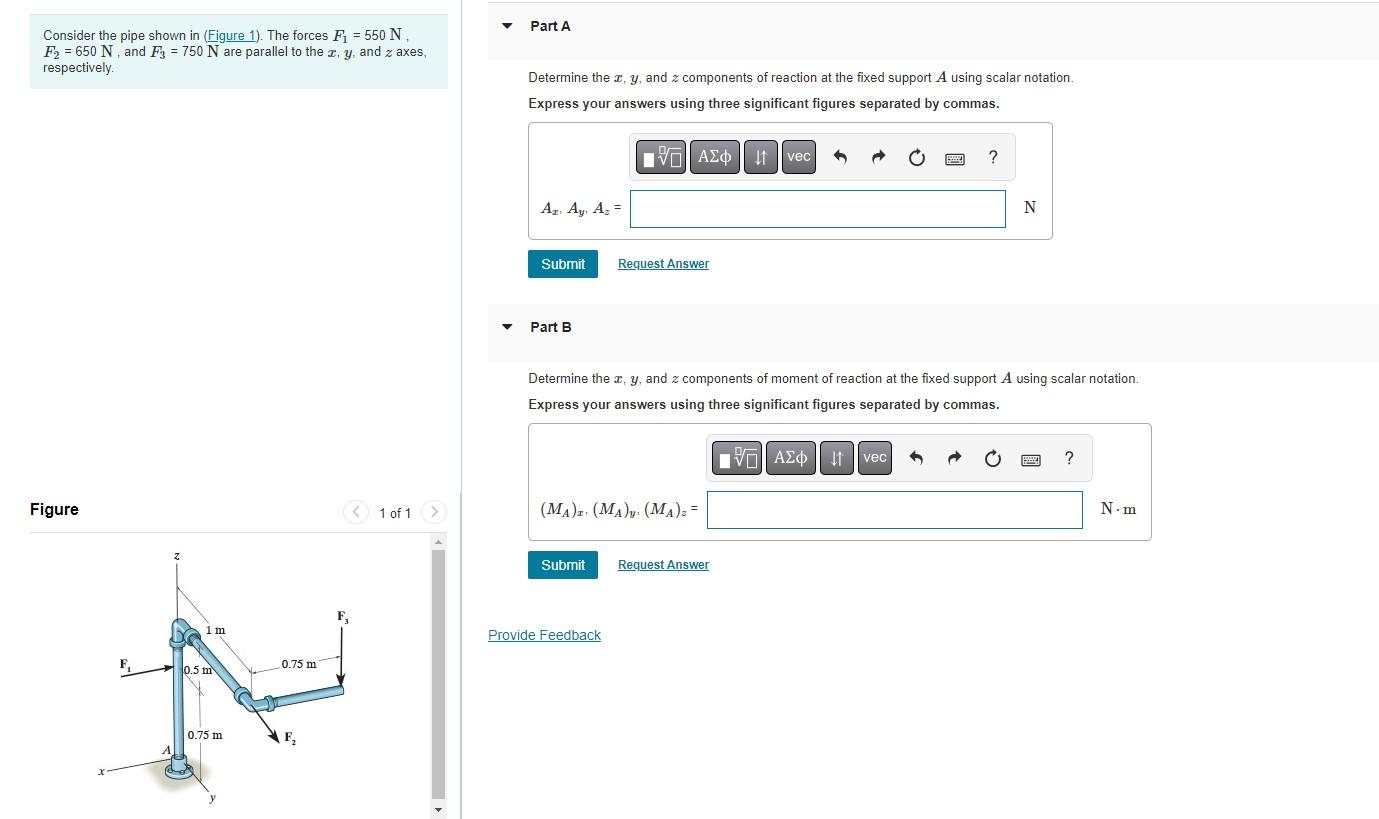 Solved Consider the pipe shown in (Figure 1). The forces F₁ | Chegg.com